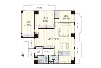 LDK37帖プラン　間取り